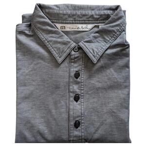 Travis Mathew‎ Polo Shirt Mens Large Gray Short Sleeve Button Front Golf Casual